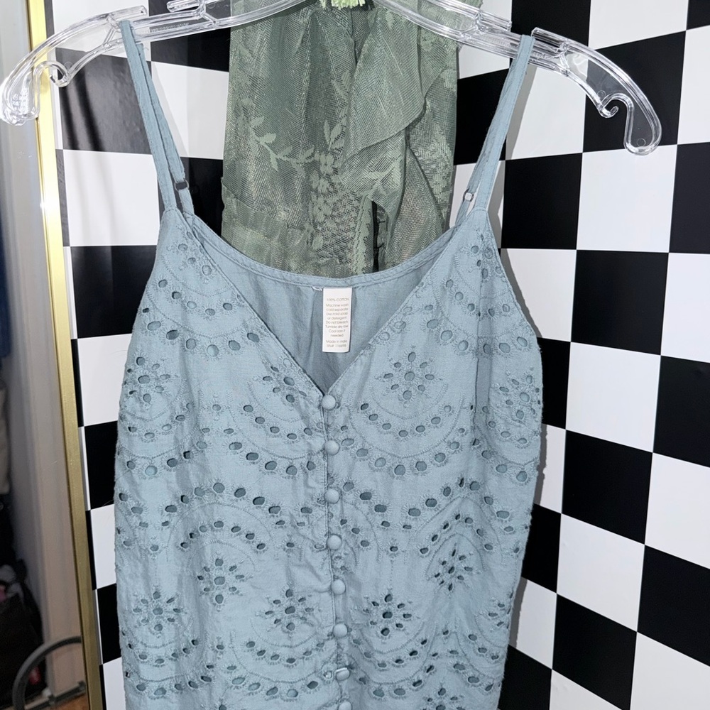 Elegant Blue Eyelet Women's Top